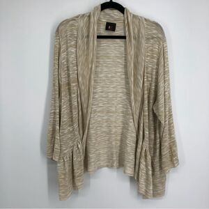 ALC Womens Slub Knit‎ Beige Tan Cream Open Front Ruffle Cardigan Size 3X